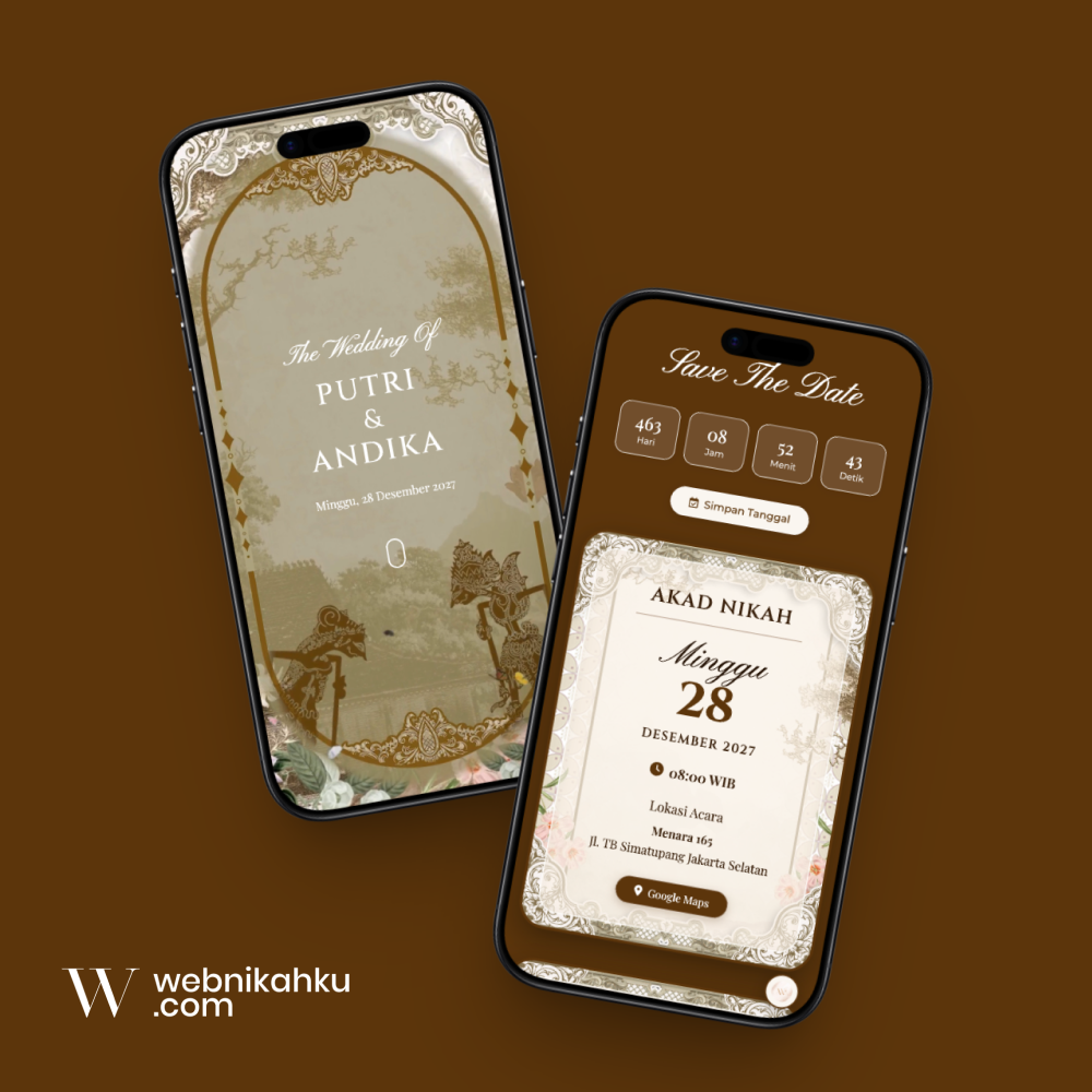 Tema undangan digital 3D Motion Jawa Brown
