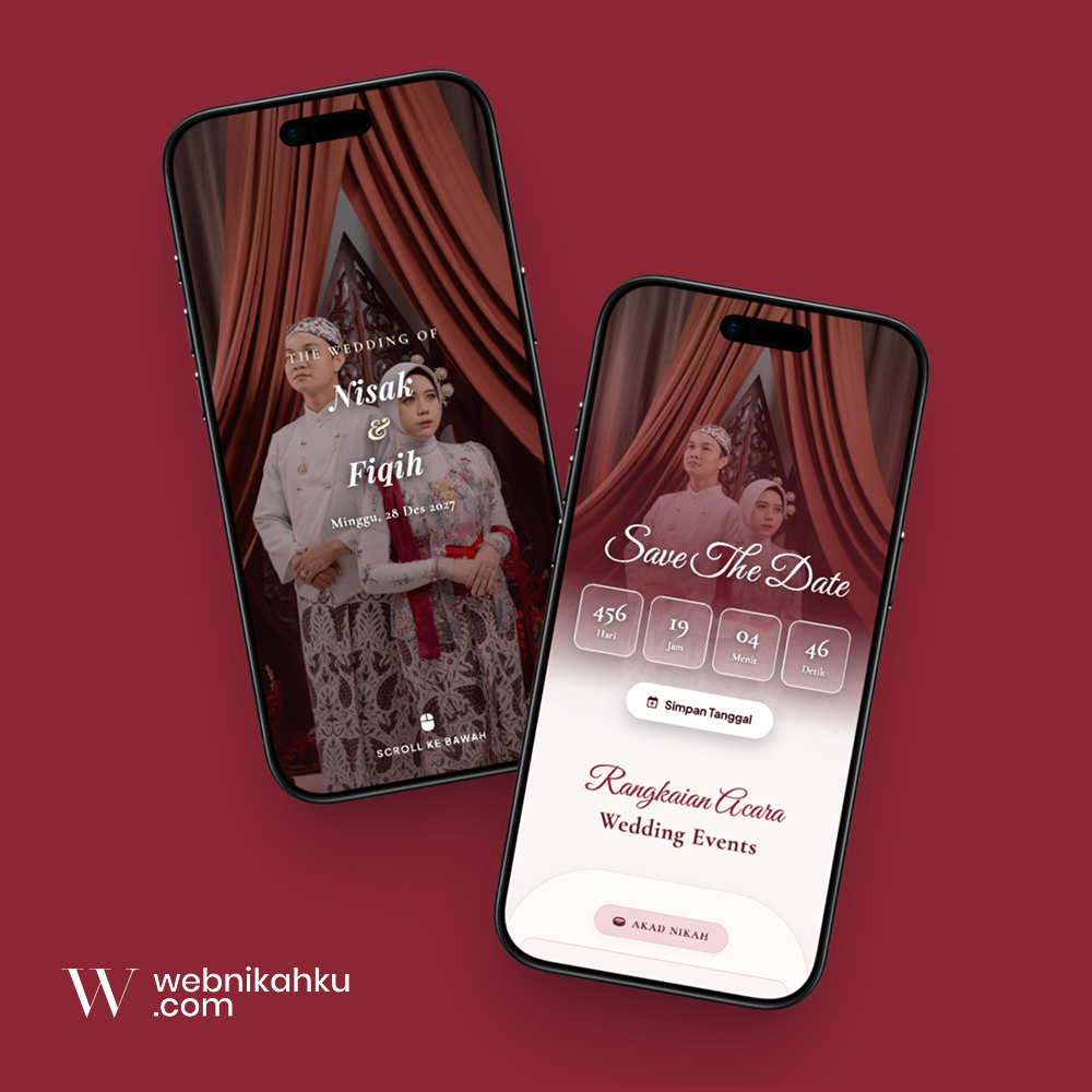 Tema undangan digital Maroon Soft