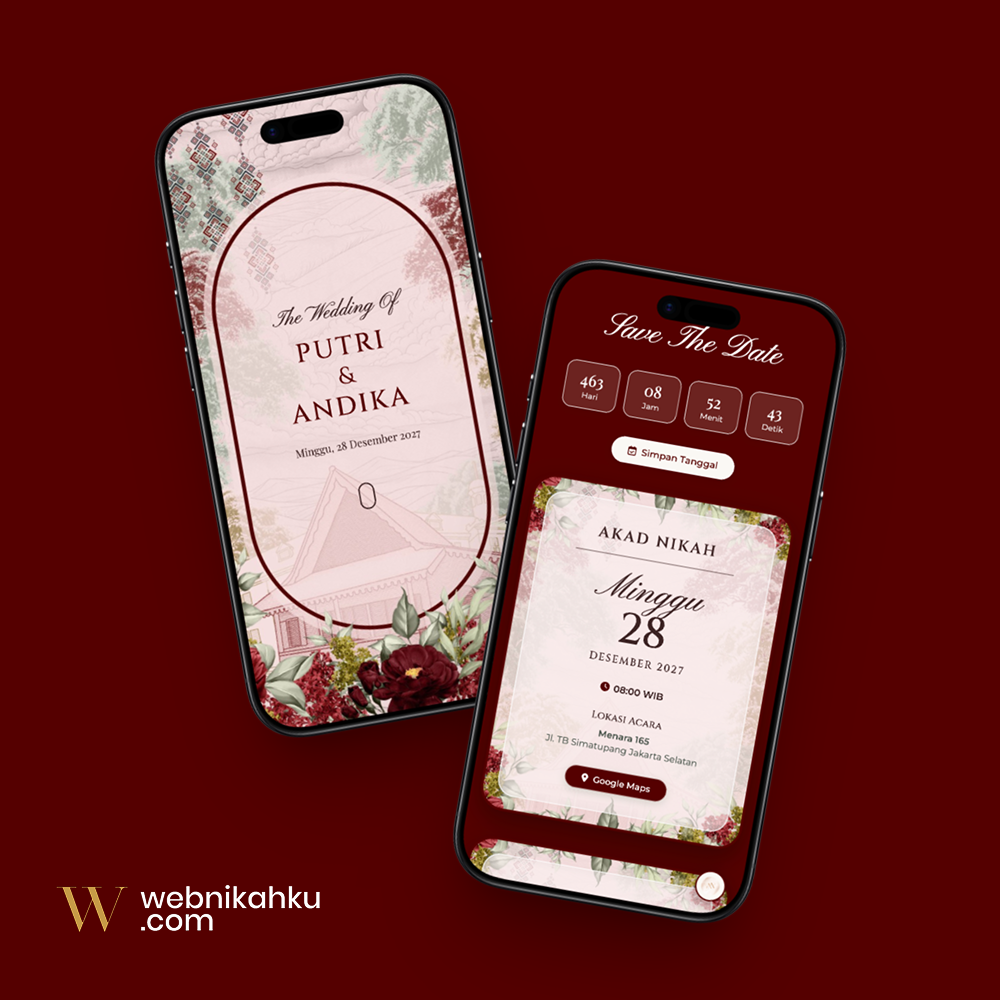 Tema undangan digital 3D Motion Flowers Red